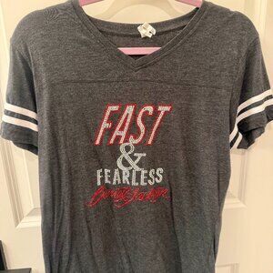 Women's Barrett Jackson Fast & Fearless Rhinestone Tee Shirt L